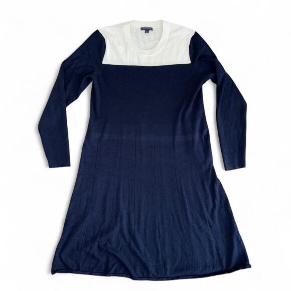 Tommy Hilfiger Dresses & Skirts - Tommy Hilfiger Navy & Cream Contrast Knit Sweater Dress size XL